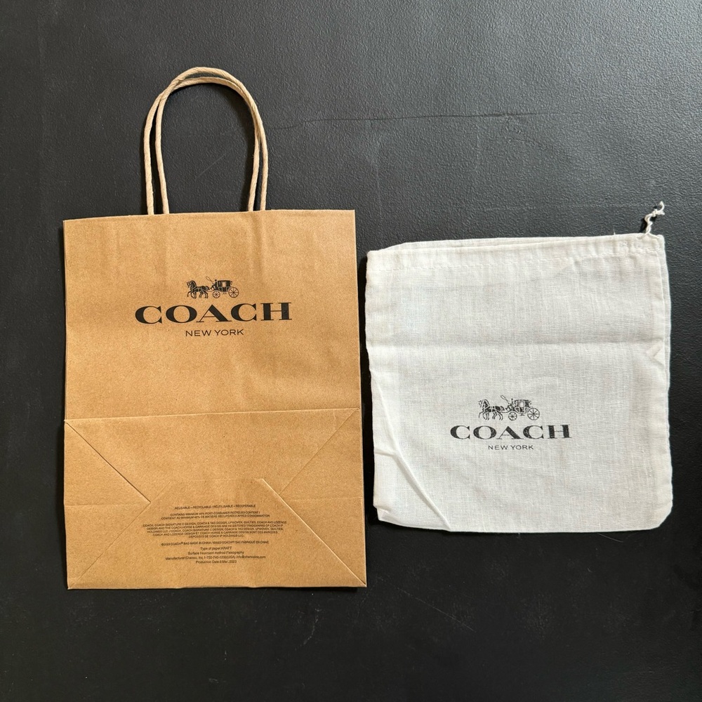 NEW Coach Dust Bag & Gift Shopping Paper Bag for Small Wristlet Wallet Scarf